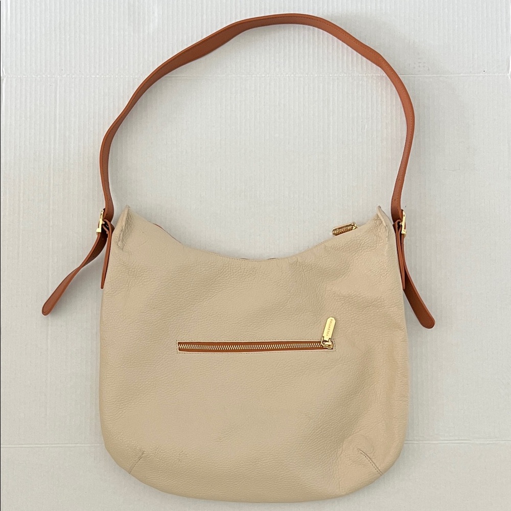 Valentina Cream Shoulder Bag with Tan Strap